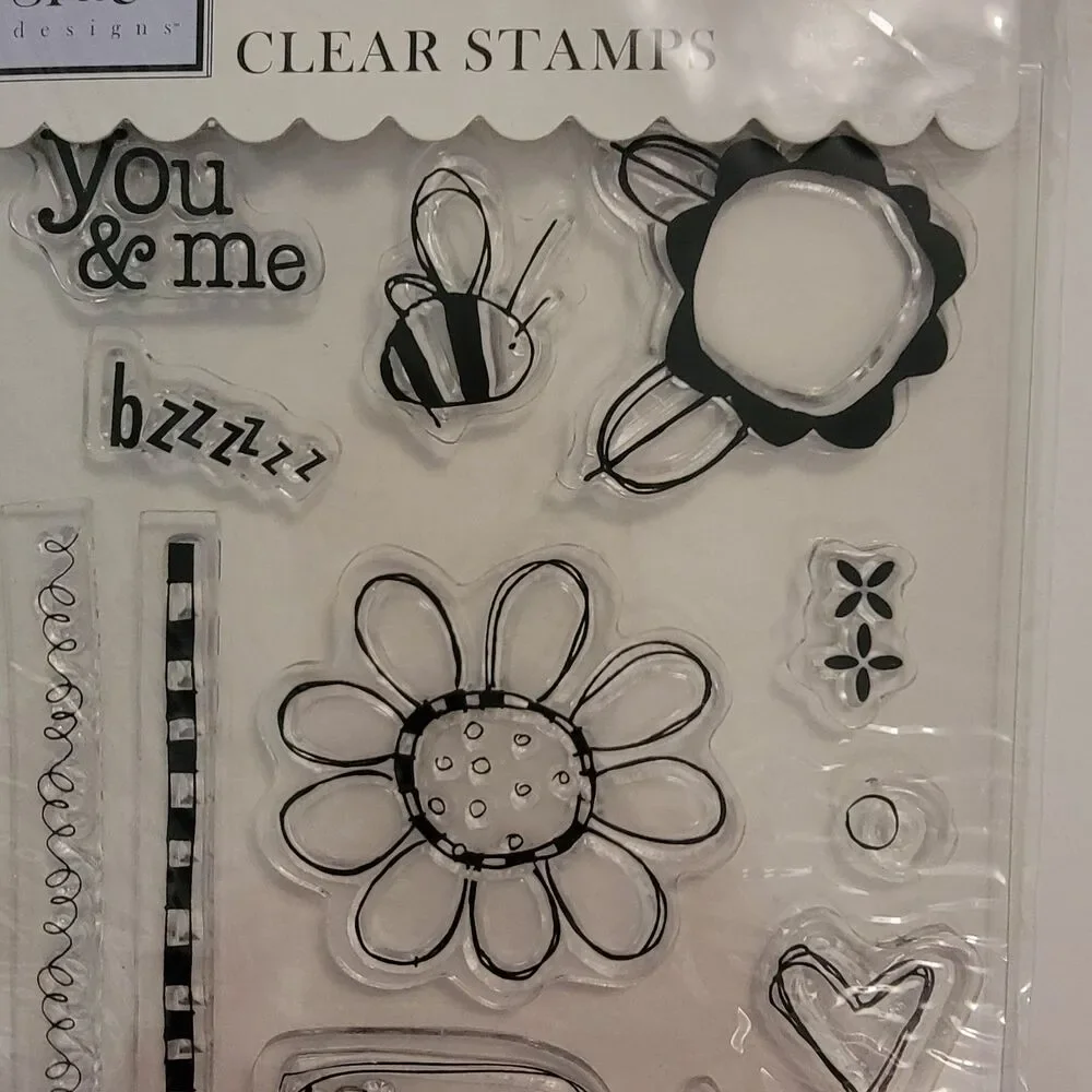 Heidi Grace CHEERFUL BEE Love Flowers Clear Cling Stamps Set of 18 Stamps NEW